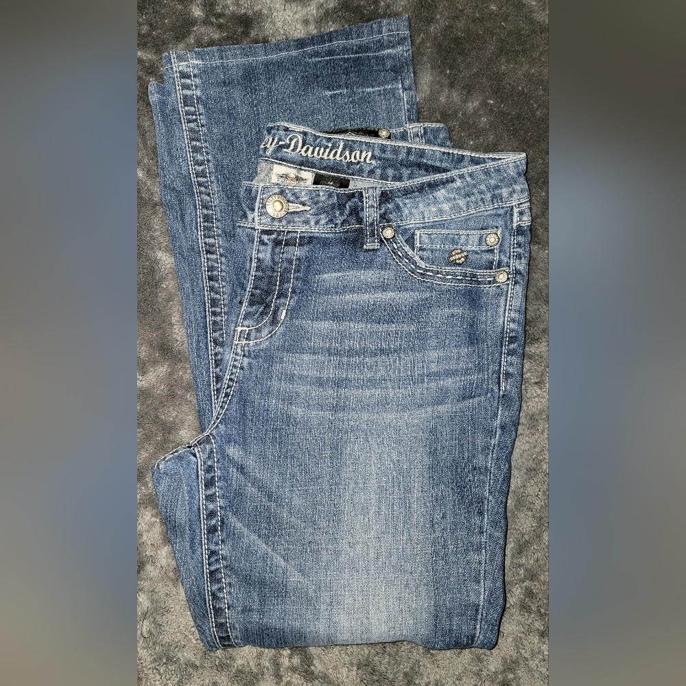 Harley-Davidson Women's Denim Straight Leg Jeans - Picture 11 of 14